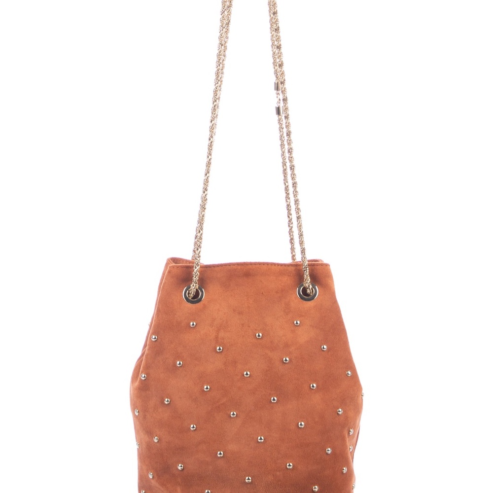 sézane • hope rosewood pink blush studded suede chain bucket bag - Picture 6 of 10